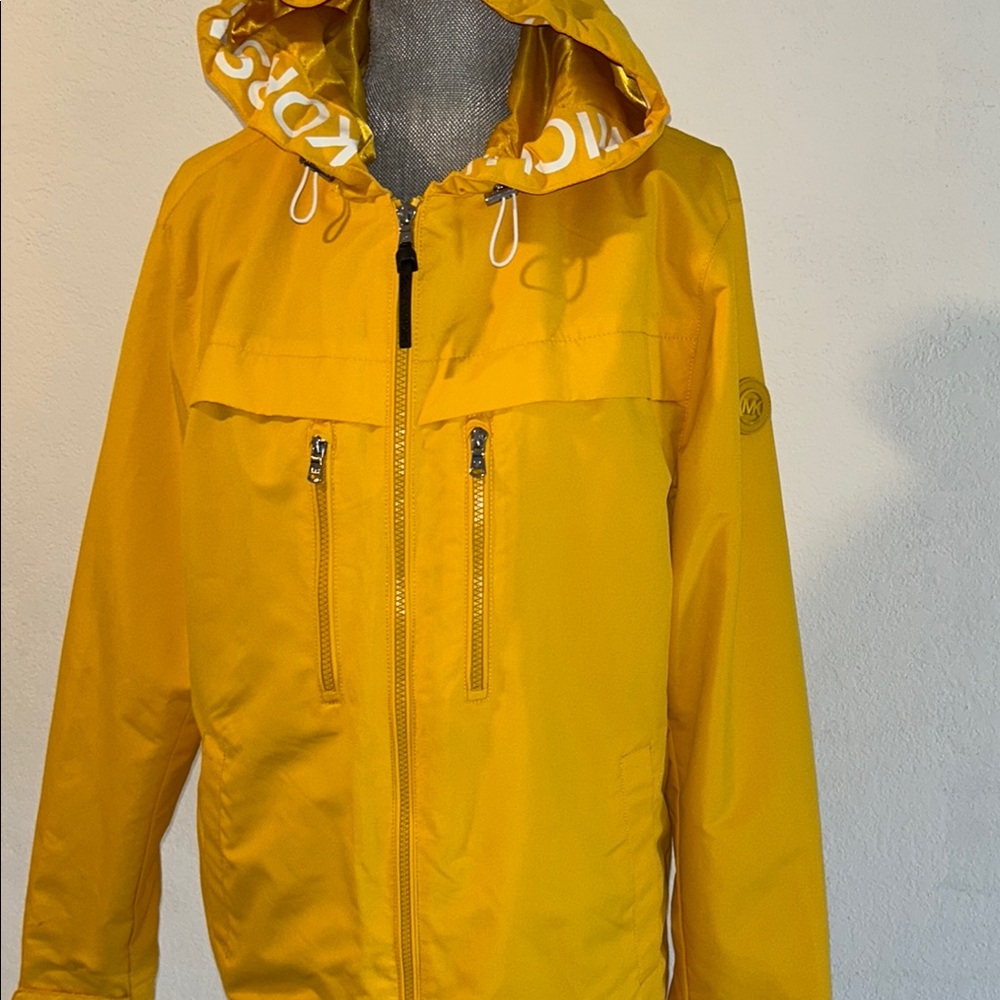 Michael Kors ,Yellow Hooded Jacket with Logo